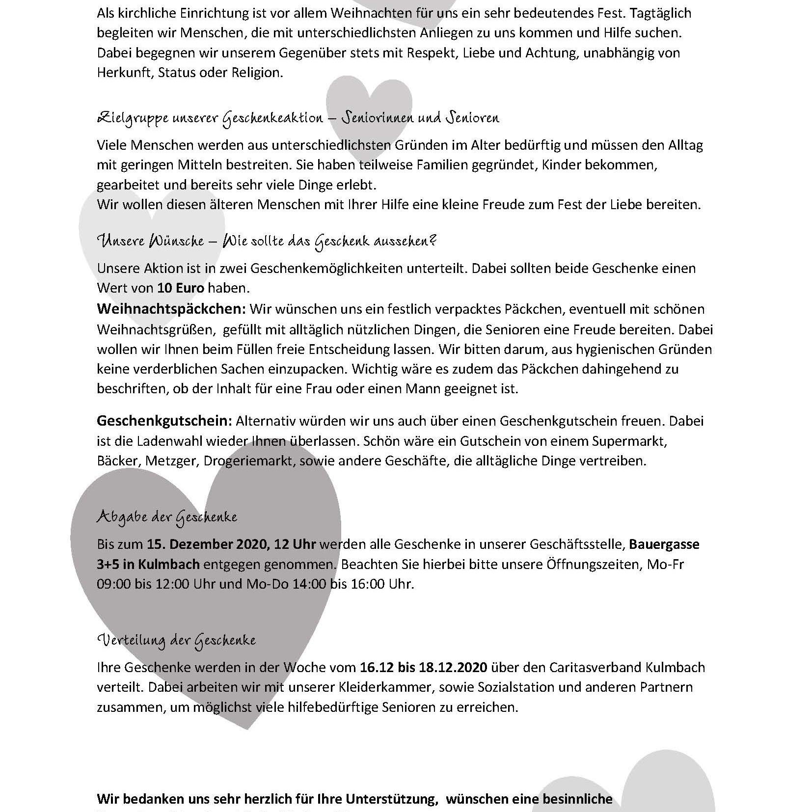 Geschenkeaktion Infoblatt